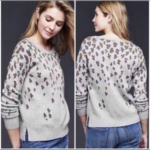 Gap Leopard Cheetah Print Wool Crewneck Sweater